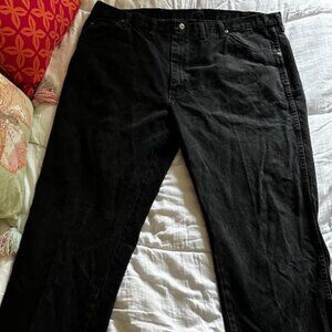 Men's Wrangler Black Jeans 100% Cotton Relaxed Fit Size 44X32